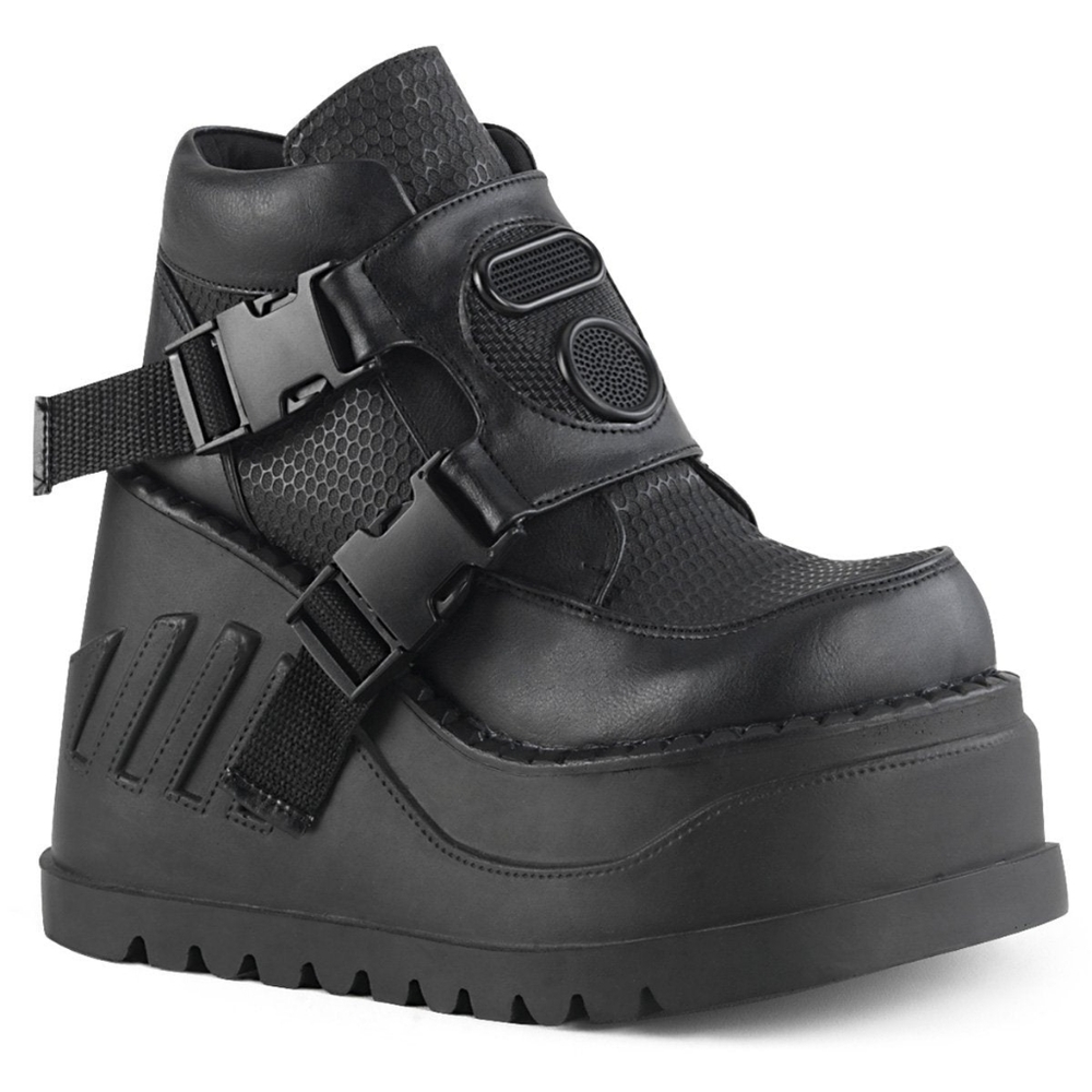 Demonia Stomp 15 in Black Vegan Leather